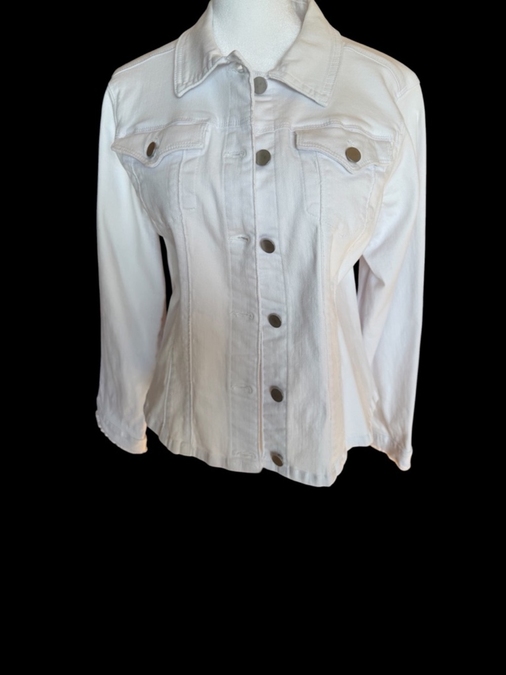 Reba-Dillards Large Classic White Denim Jacket - Women's Lightweight Jean Jacket - Picture 11 of 16